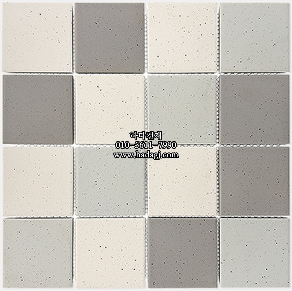 정사각 모자이크타일 73x73x7T 쿠키믹스 아이보리 그레이 무광 자기질타일 / 하다건재