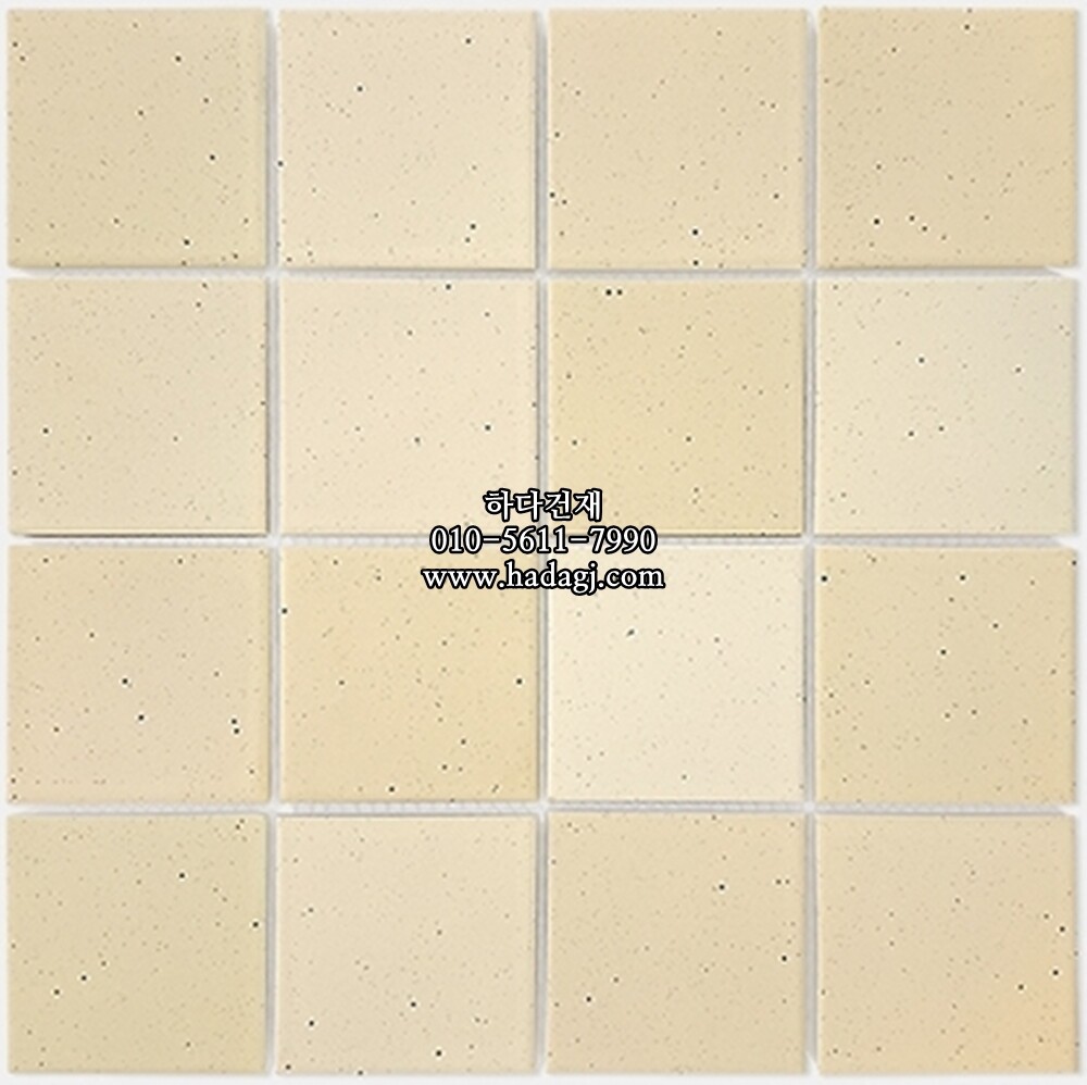 정사각 모자이크타일 73x73x7T 바닐라 아이보리 무광 자기질타일 / 하다건재