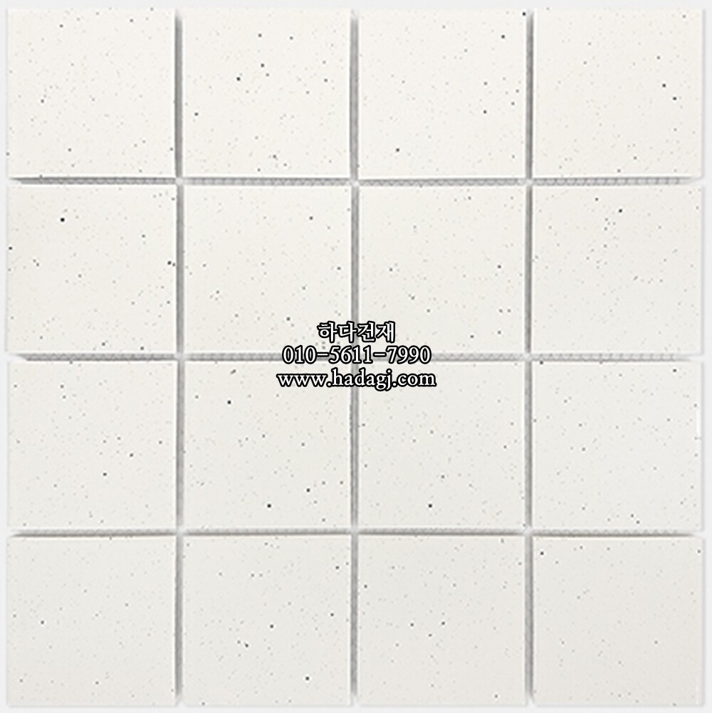 정사각 모자이크타일 73x73x7T 밀크쉐이크 화이트 유광 자기질타일 / 하다건재