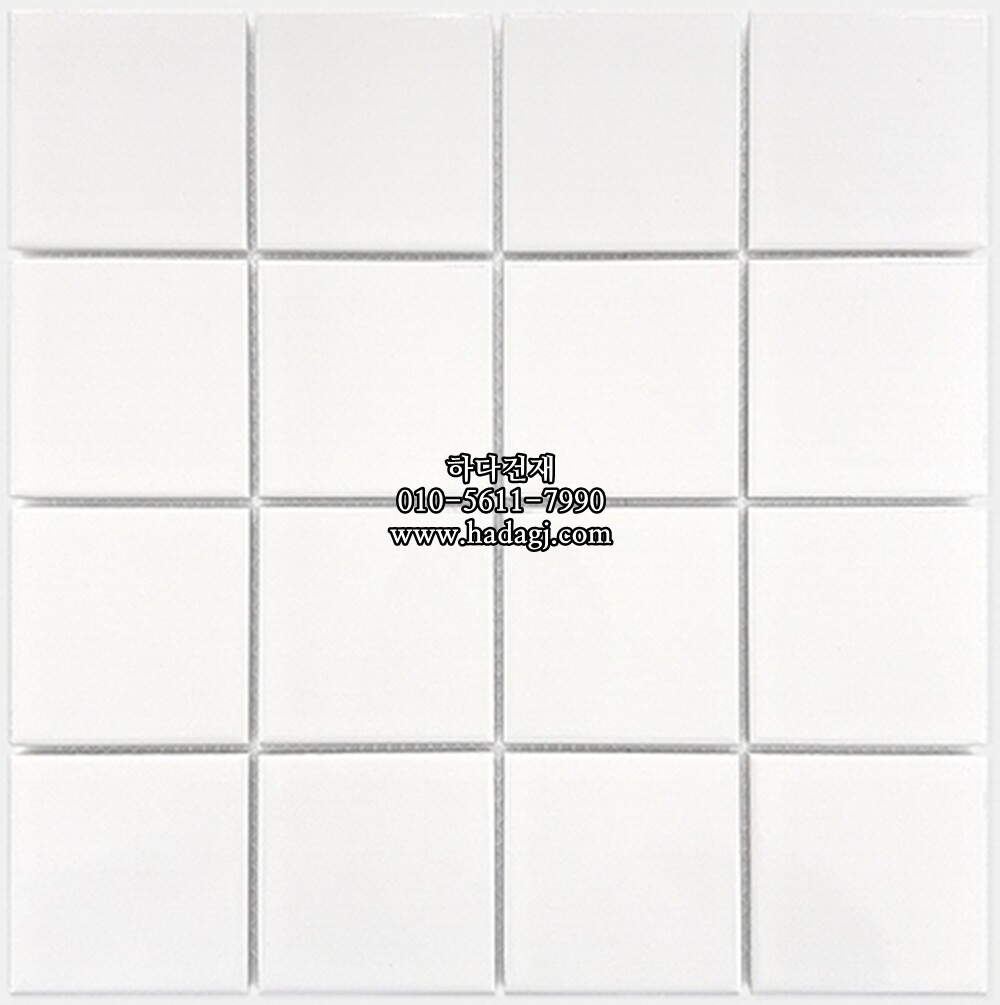 정사각 모자이크타일 73x73x7T 화이트 유광 자기질타일 / 하다건재
