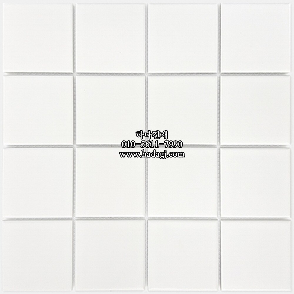 정사각 모자이크타일 73x73x7T 화이트 무광 자기질타일 / 하다건재