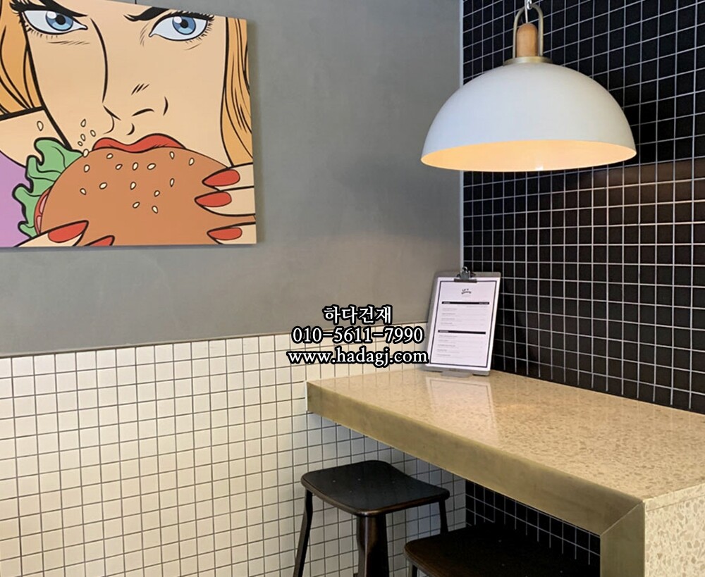 정사각 모자이크타일 48x48x6T 블랙 무광 자기질타일 / 하다건재