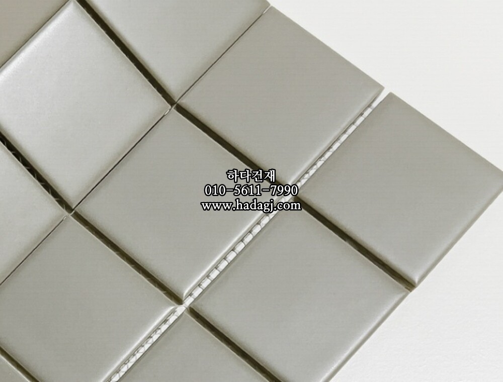 정사각 모자이크타일 48x48x6T 그레이 무광 자기질타일 / 하다건재