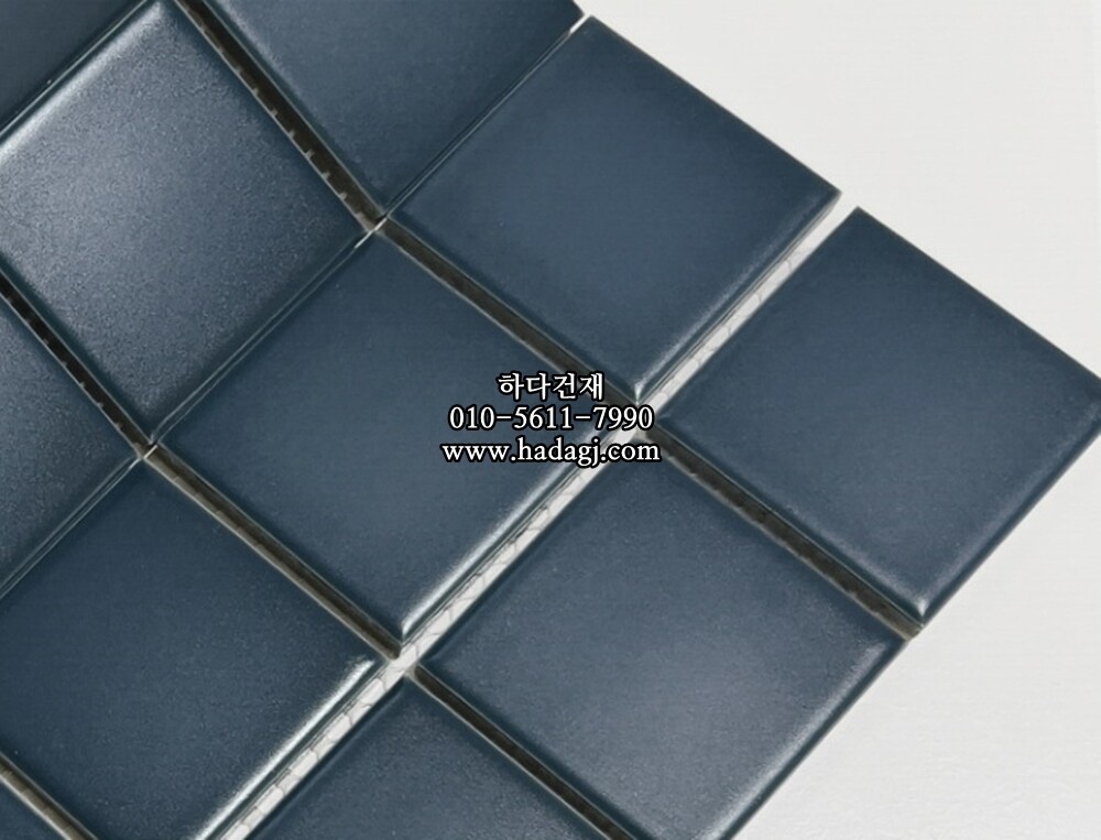 정사각 모자이크타일 48x48x6T 네이비 무광 자기질타일 / 하다건재