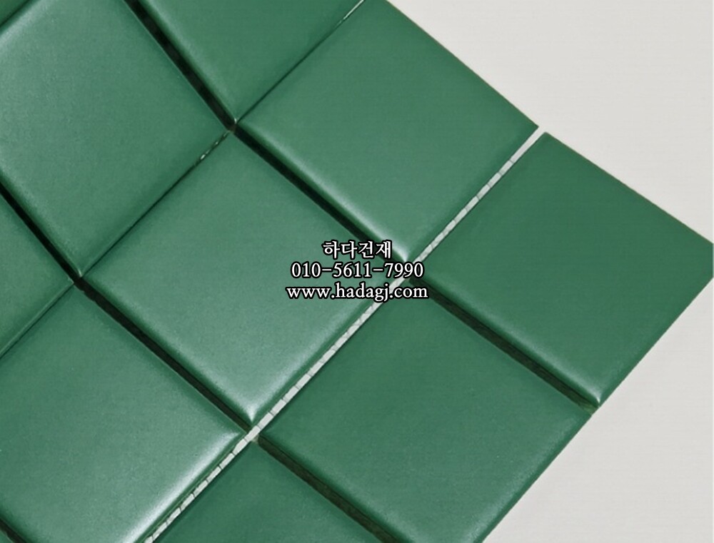 정사각 모자이크타일 48x48x6T 그린 무광 자기질타일 / 하다건재