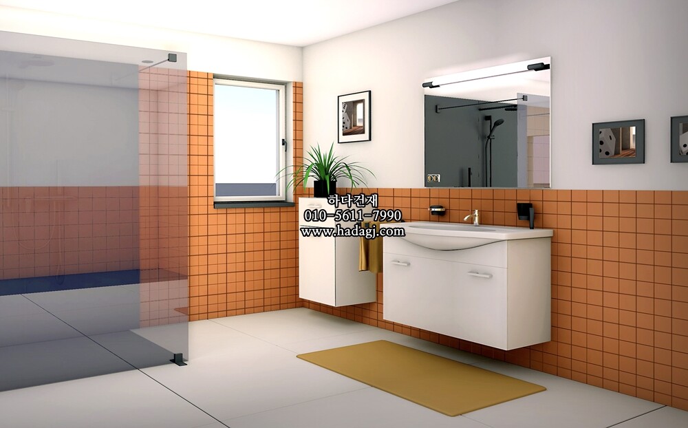 정사각 모자이크타일 48x48x6T 오렌지 무광 자기질타일 / 하다건재