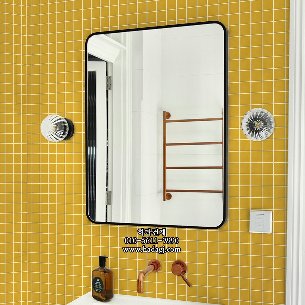 정사각 모자이크타일 48x48x6T 옐로우 노랑 무광 자기질타일 / 하다건재