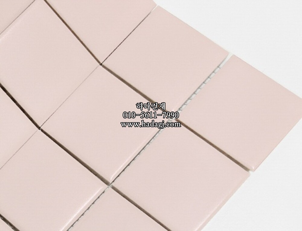 정사각 모자이크타일 48x48x6T 핑크 무광 자기질타일 / 하다건재