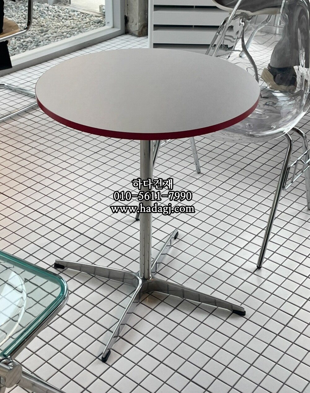 정사각 모자이크타일 48x48x6T 화이트 무광 자기질타일 / 하다건재