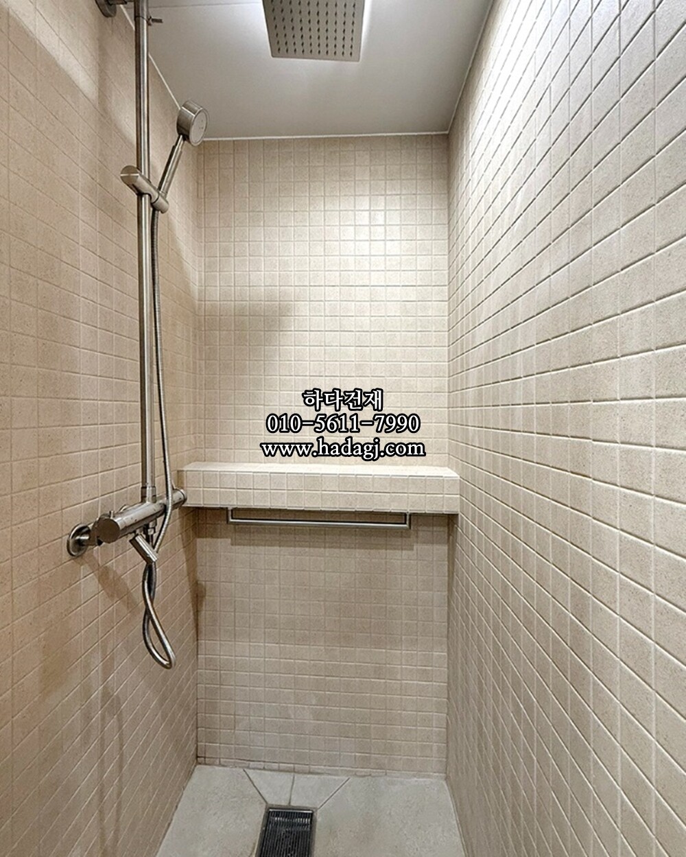 정사각 모자이크타일 48x48x6T 루나 크림 무광 자기질타일 LUNA CREAM / 하다건재