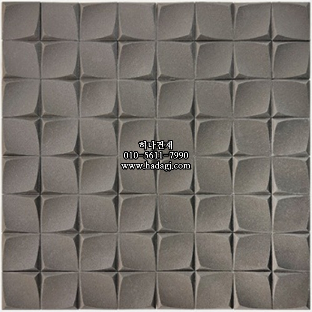 정사각 모자이크타일 34x34x9T 플라워 블랙 무광 자기질타일 FLOWER BLACK / 하다건재