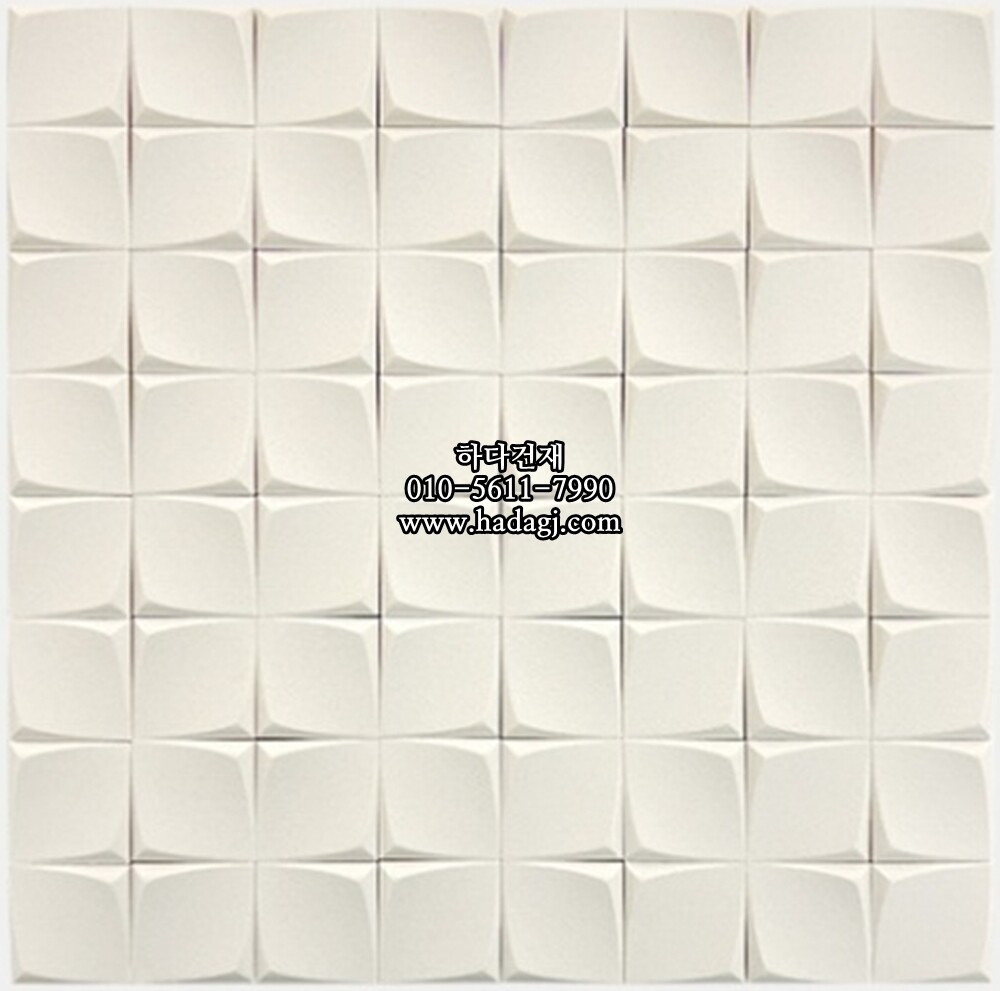 정사각 모자이크타일 34x34x9T 플라워 화이트 무광 자기질타일 FLOWER WHITE / 하다건재