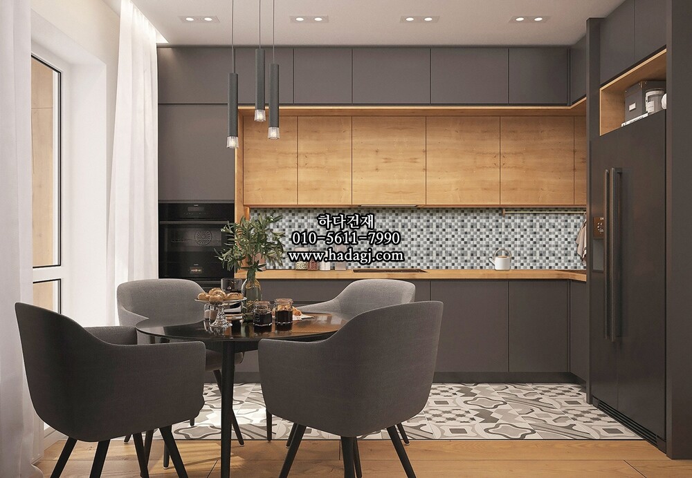 정사각 모자이크타일 25x25x5.5T 그레이 믹스 유광 자기질타일 / 하다건재