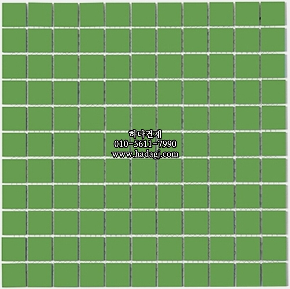 정사각 모자이크타일 25x25x5.5T 라임 그린 무광 자기질타일 / 하다건재