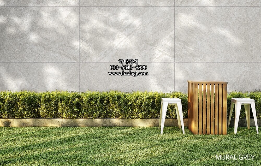 페데스탈타일 슬레이트 뮤럴 600x600x20T 그레이 포세린타일 / 하다건재