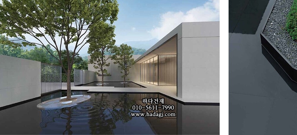 페데스탈타일 그라나이트 미러블랙 (거울연못) 600x600x20T 포세린타일 / 하다건재