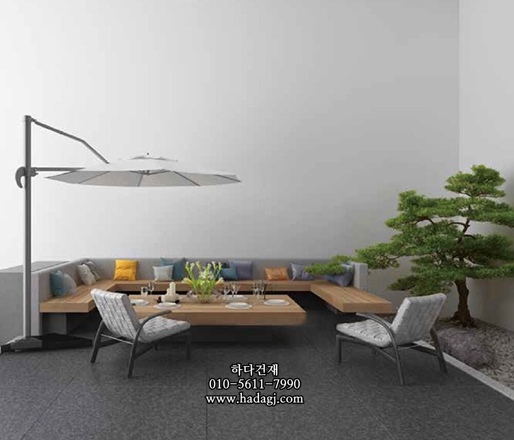 페데스탈타일 그라나이트 차이나블랙 (마천석) 600x600x20T 포세린타일 / 하다건재