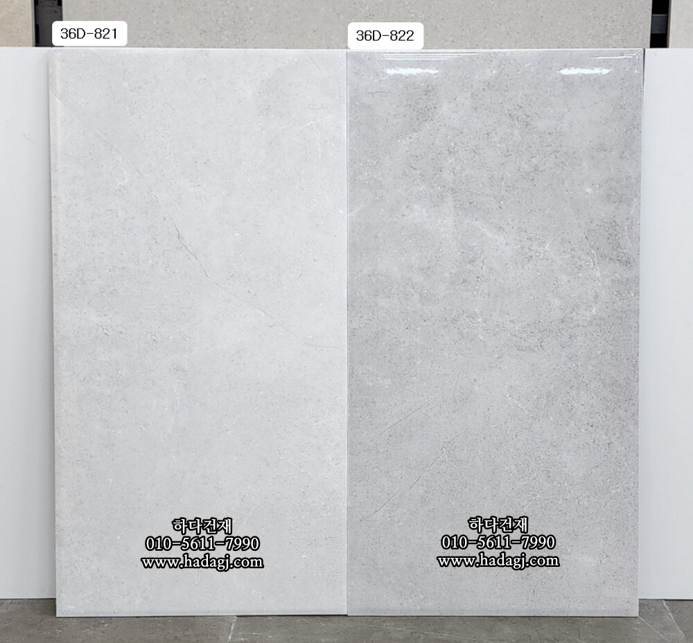 300x600 도기질타일 36D821 라이트그레이 유광 / 하다건재 세라믹타일