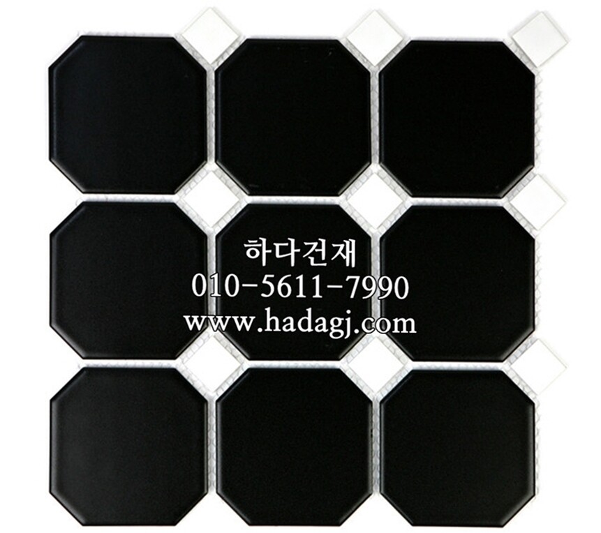 95x95(25x25) 팔각 모자이크타일 블랙화이트 / 하다건재