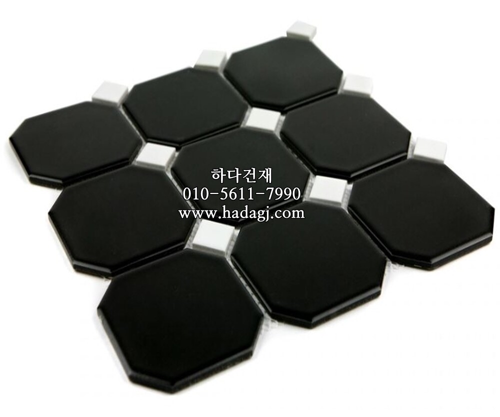 95x95(25x25) 팔각 모자이크타일 블랙화이트 / 하다건재