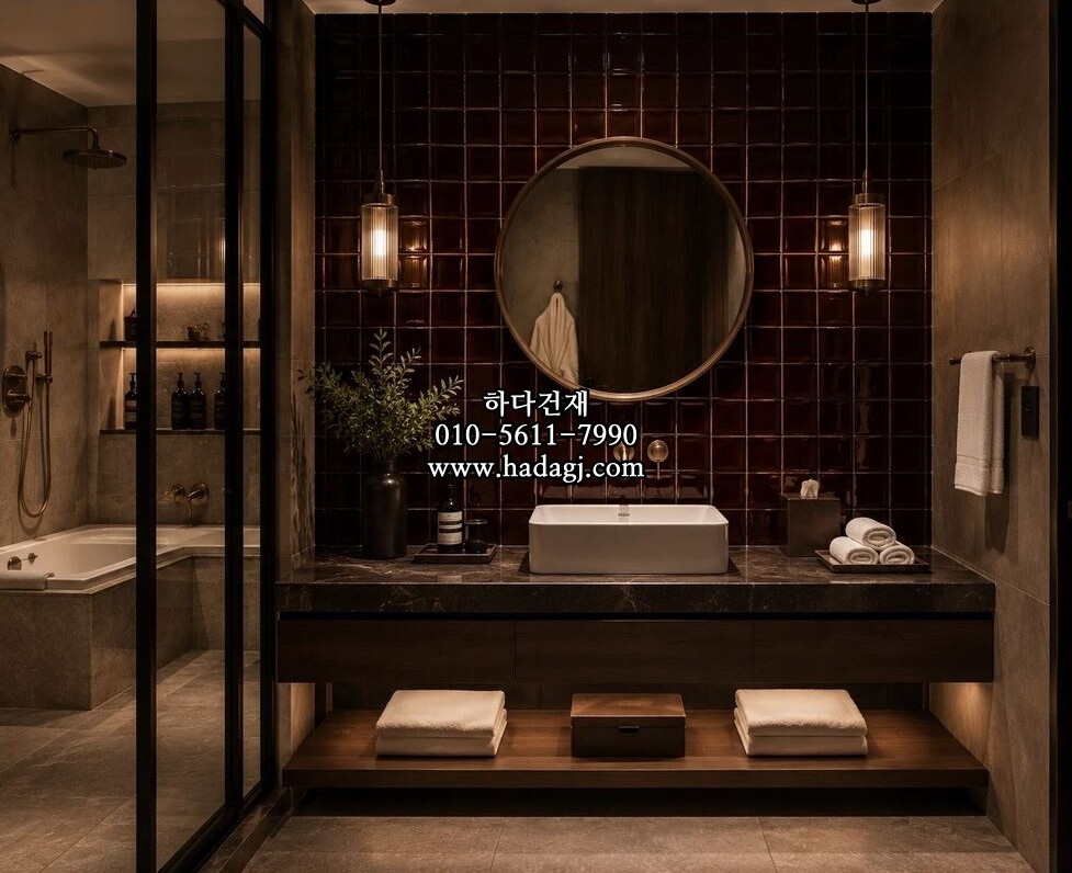 97x97x6T 정사각 모자이크타일 초콜릿 유광 / 하다건재