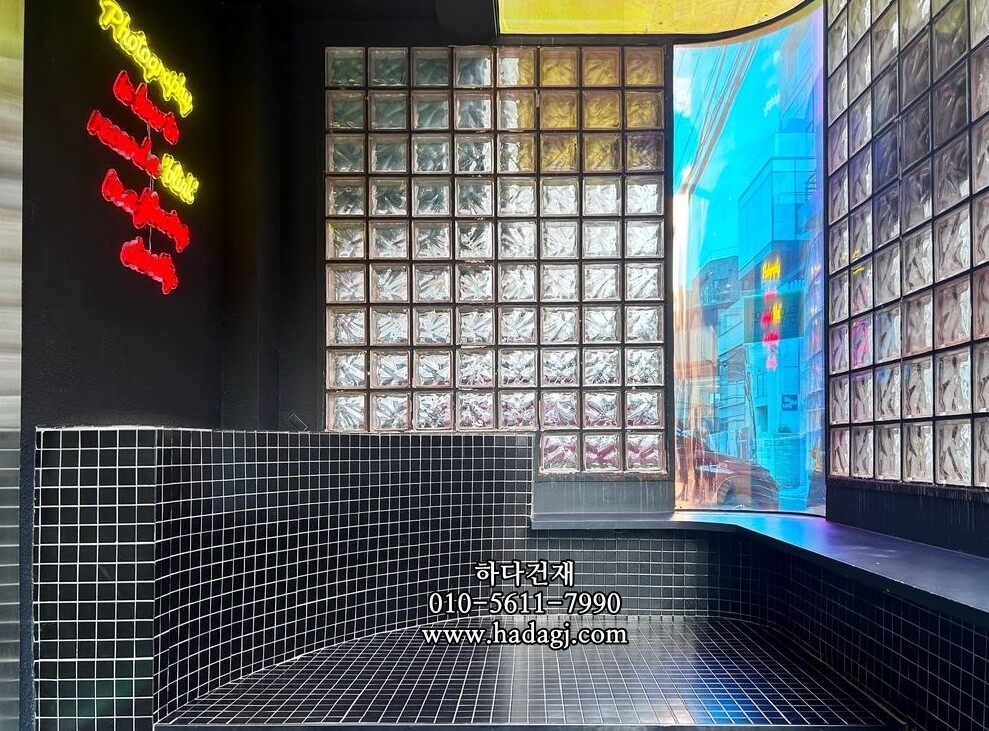 48x48x6T 정사각 모자이크타일 블랙 무광 / 하다건재