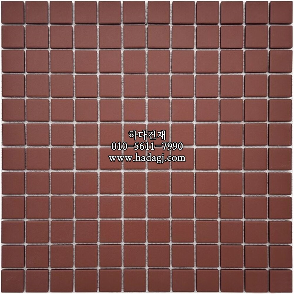 23x23x6T 정사각 모자이크타일 버건디 논슬립 / 하다건재