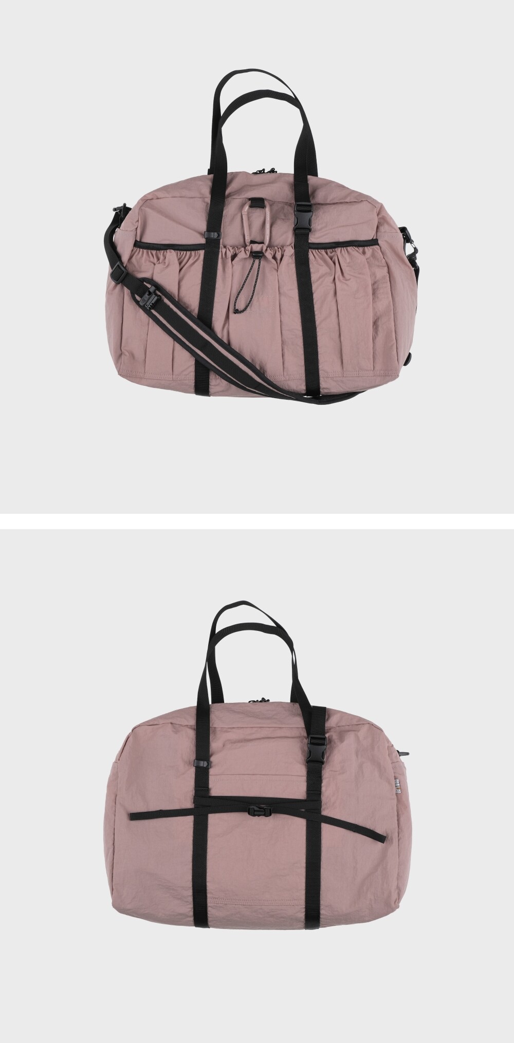 MUSINSA | MMOGARDEN mmo boston bag 075 nylon wrinkle dusty pink