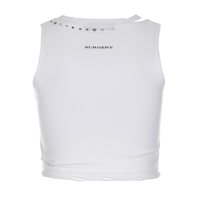 【SURGERY】 dekki clover logo sleeveless 'white' parkwaydrive_glitchlogowhite_t