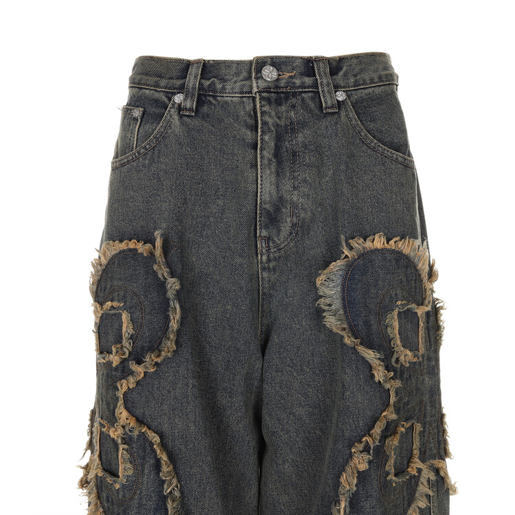 clover logo patch jeans 【sur8ery】 surgery clover logo patch jeans 'blue'