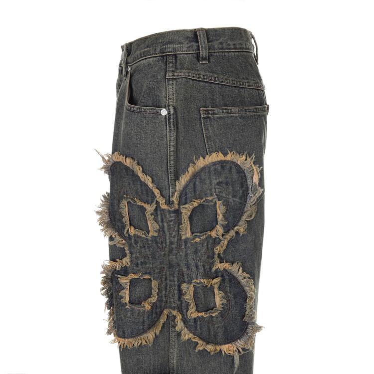 clover logo patch jeans 【sur8ery】 surgery clover logo patch jeans 'blue'