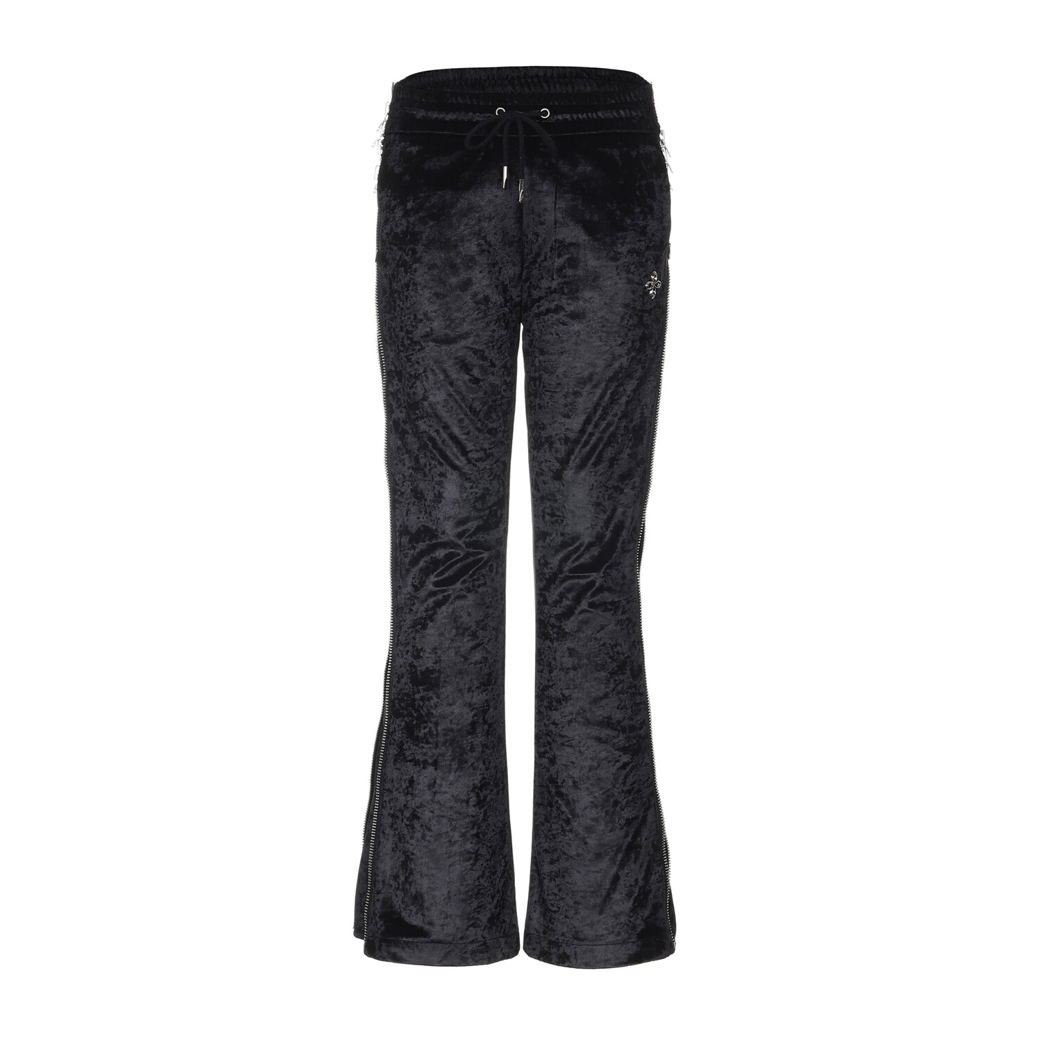 surgery side zip velvet boot-cut track pants 'black'