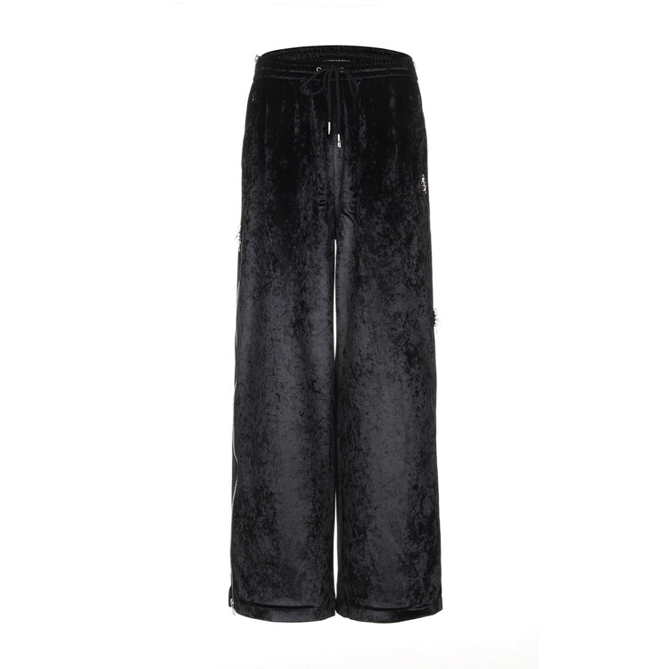 ☆【SURGERY】☆side zip velvet wide track pant.s 'black'☆ surgery side zip velvet wide track pants 'black'