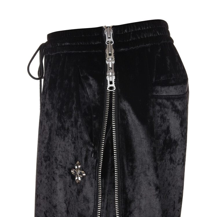 ☆【SURGERY】☆side zip velvet wide track pant.s 'black'☆ surgery side zip velvet wide track pants 'black'