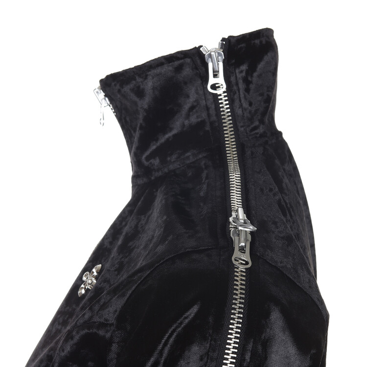 ★SURGERY★ SIDE ZIP VELVET CROP TRACK JACKET surgery side zip velvet crop track jacket 'black'