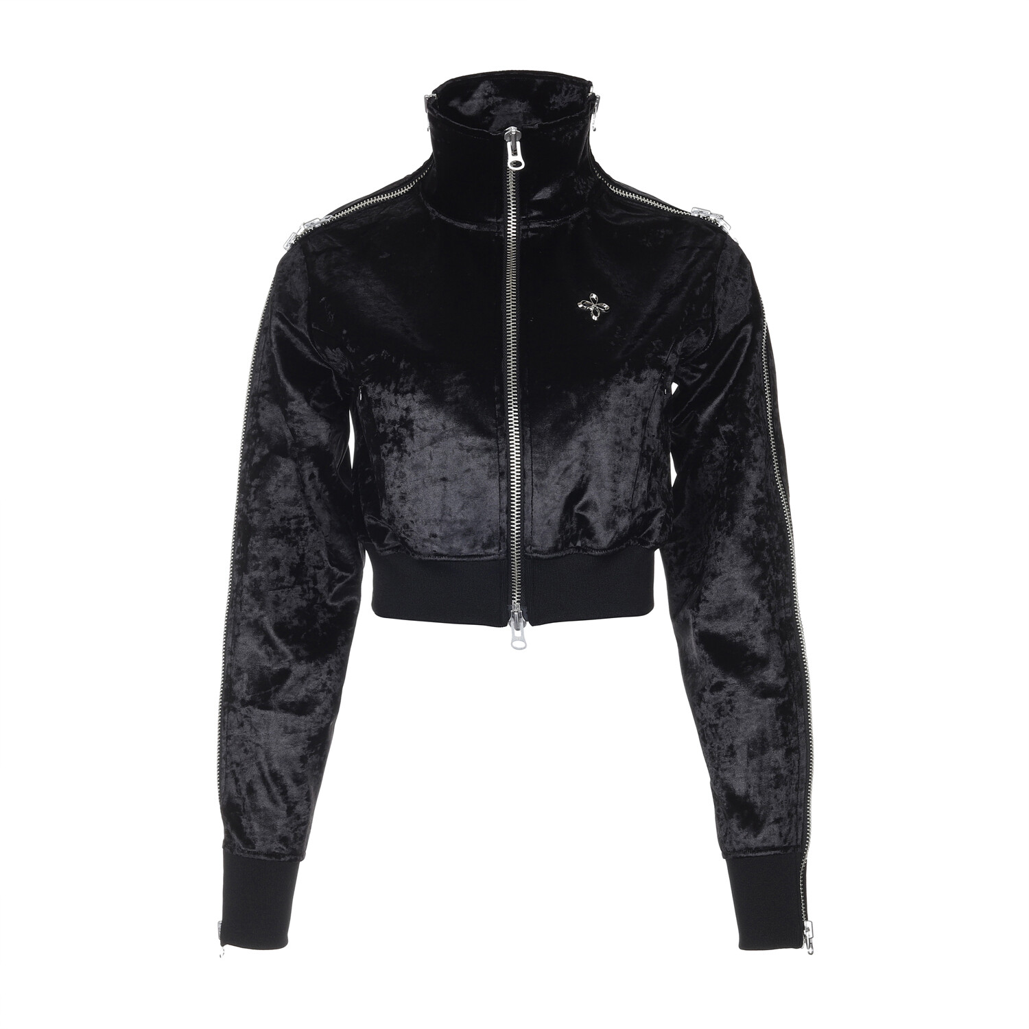 【SURGERY】24ss surgery side zip velvet crop track jacket surgery side zip velvet crop track jacket 'black'