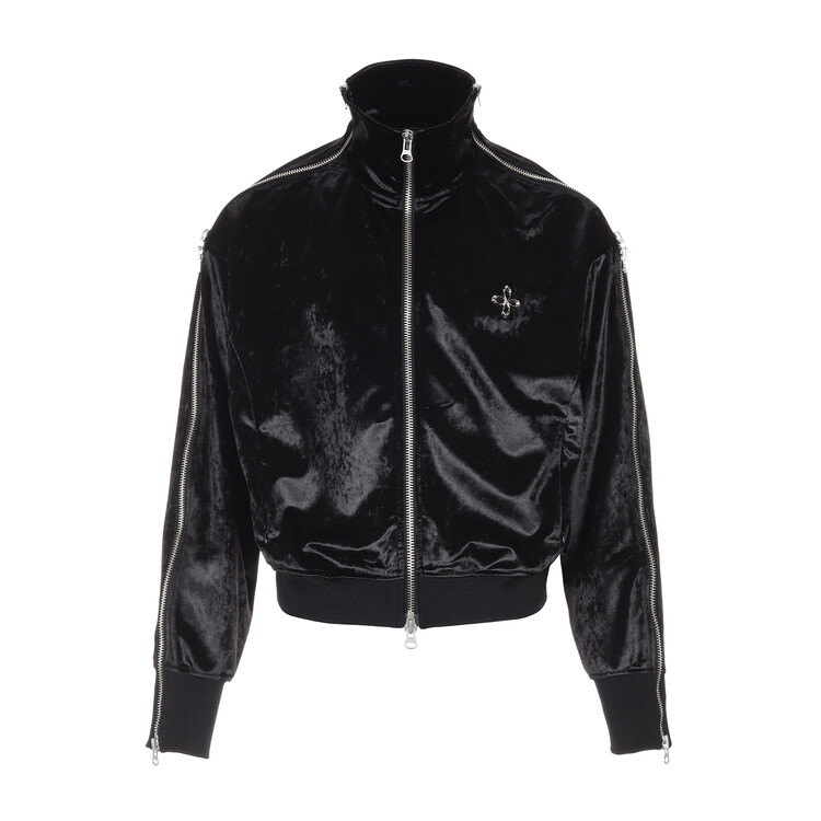 ★SURGERY★ SIDE ZIP VELVET CROP TRACK JACKET surgery side zip velvet track jacket 'black'
