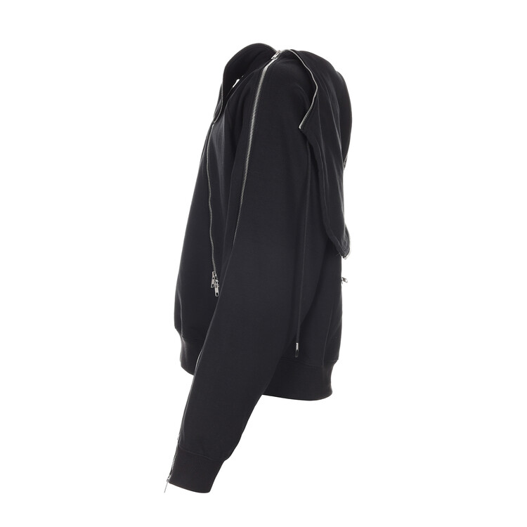 【SURGERY】Four Directions Zippers Hoodie Black surgery four directions zippers hoodie 'black'