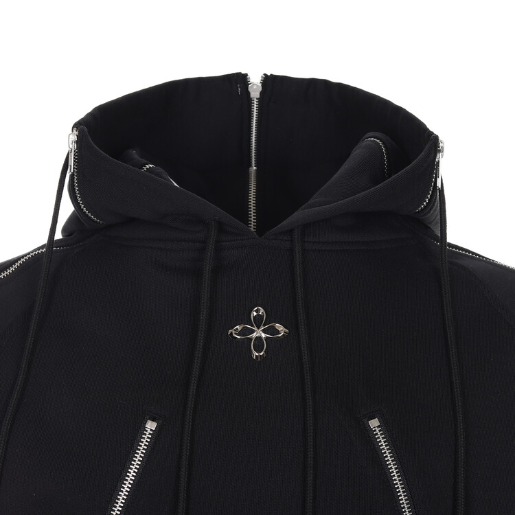 大人気 【SURGERY】 four directions zippers hoodie 'black' surgery four directions zippers hoodie 'black'