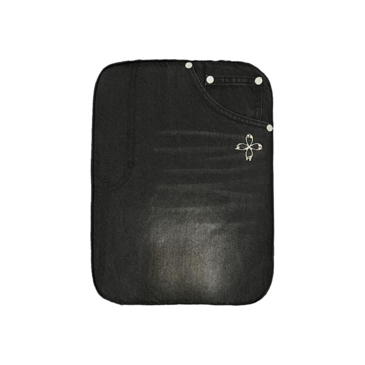 【SURGERY】denim jeans clover logo clutch bag 'black denim' surgery denim jeans clover logo clutch bag 'black denim'