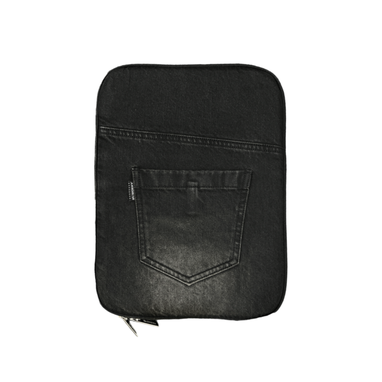 【SURGERY】denim jeans clover logo clutch bag 'black denim' surgery denim jeans clover logo clutch bag 'black denim'