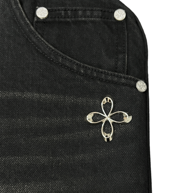 【SURGERY】denim jeans clover logo clutch bag 'black denim' surgery denim jeans clover logo clutch bag 'black denim'