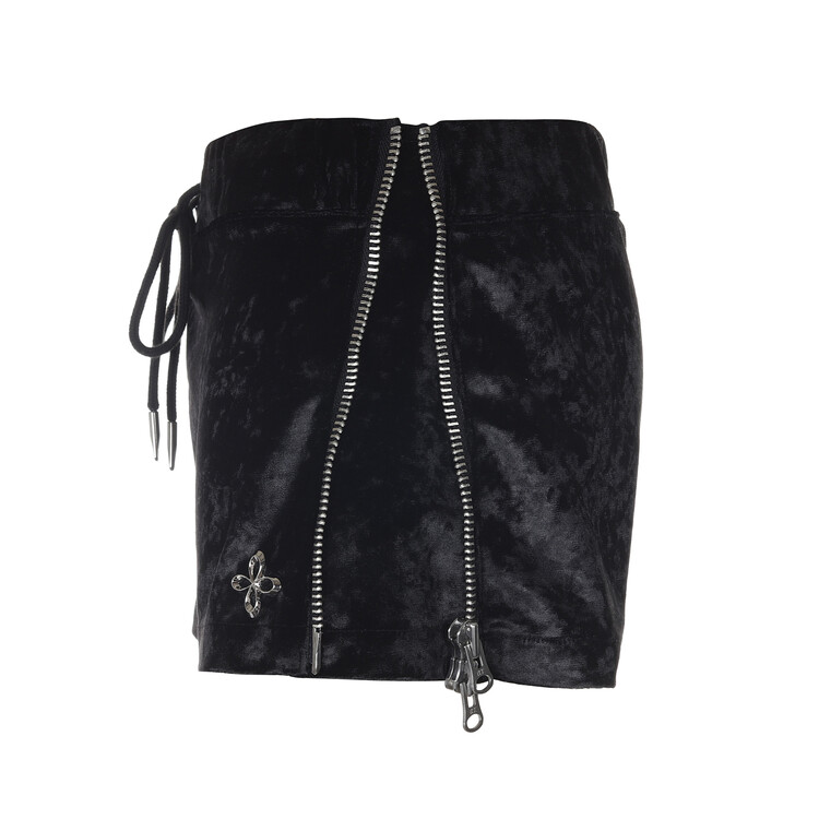 ★SURGERY★ SIDE ZIP VELVET TRACK MICRO SHORTS surgery side zip velvet track micro shorts 'black'