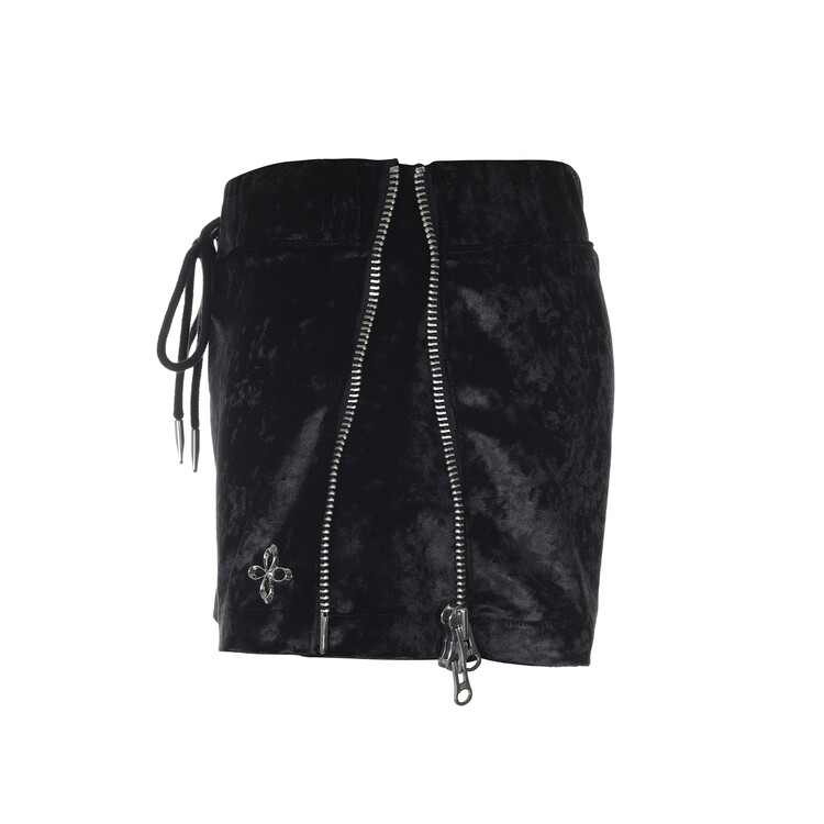 【SURGERY】side zip velvet track micro shorts 'black' surgery side zip velvet track micro shorts 'black'