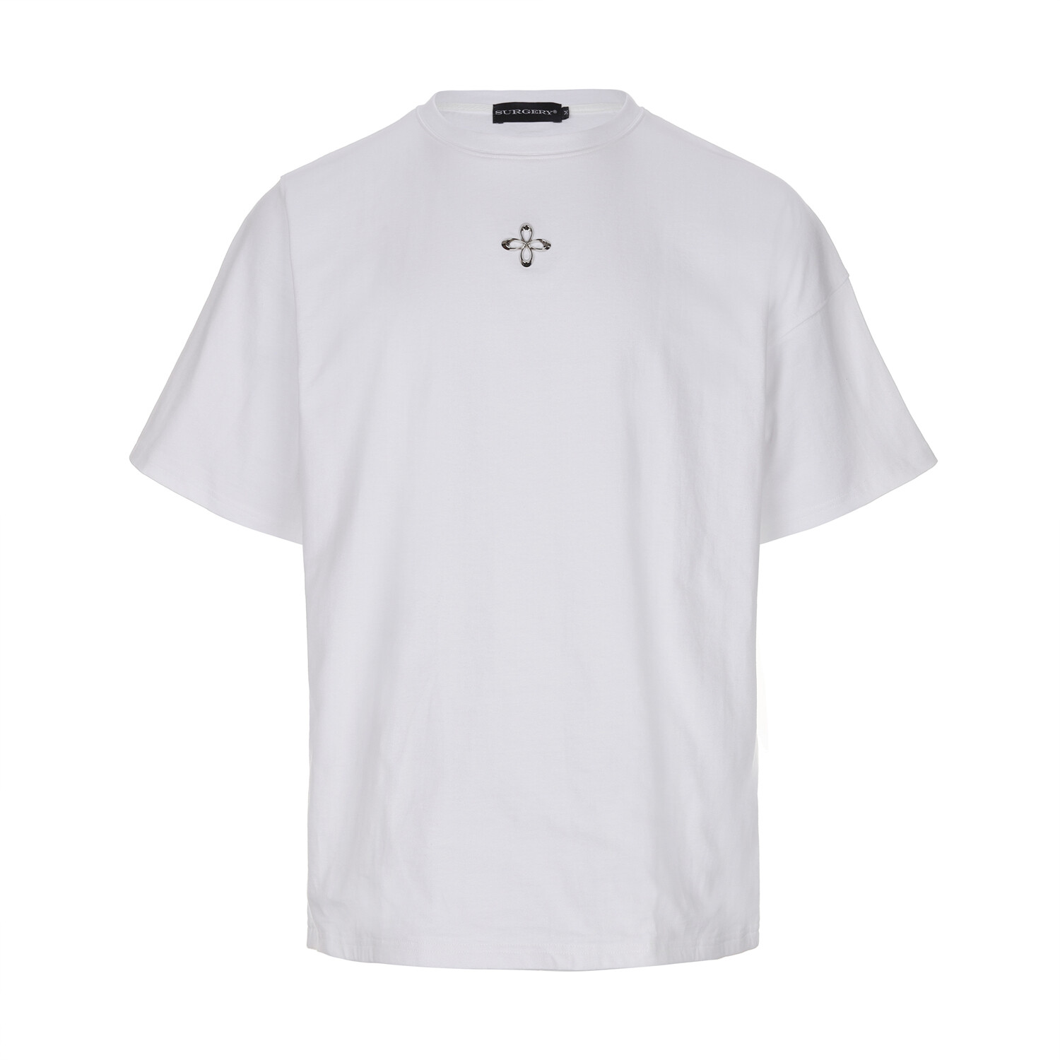 ★SURGERY★surgery unbalance l clover logo crop T-shirts surgery unbalance metal clover logo crop T-shirts 'white'