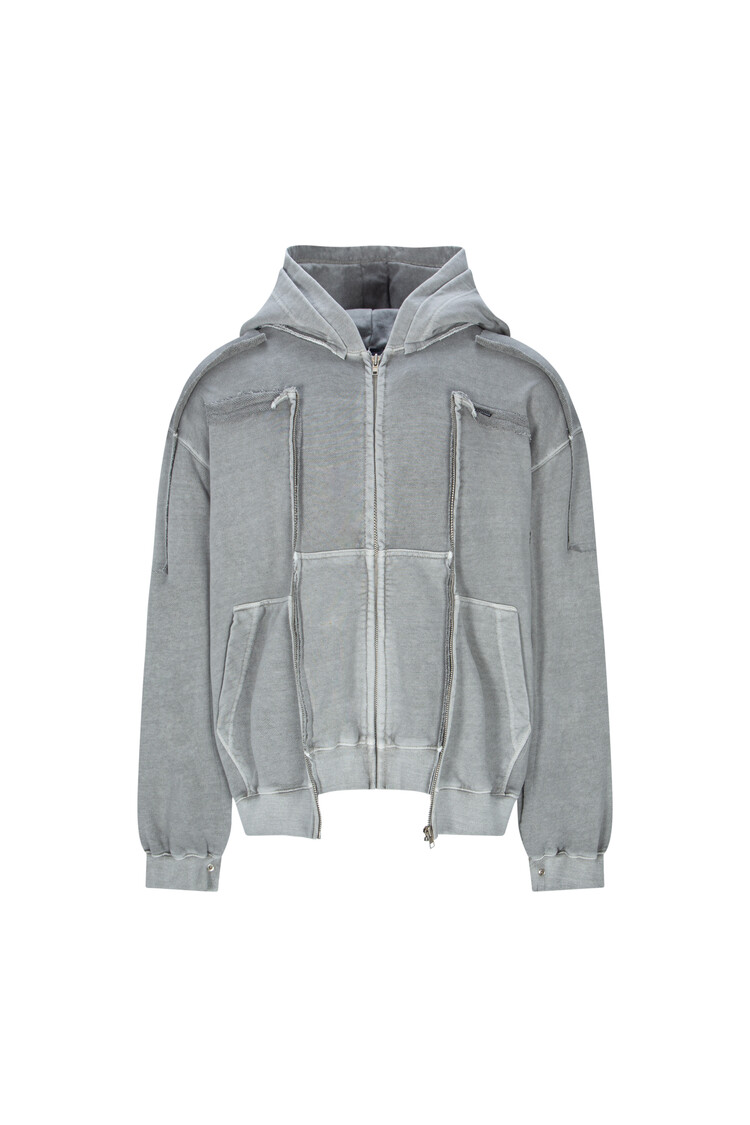 surgery remake pigment crop hood jacket 'grey'