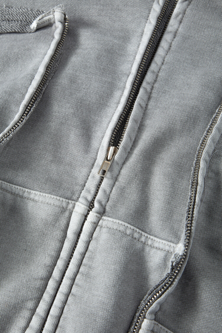 surgery remake pigment crop hood jacket 'grey'
