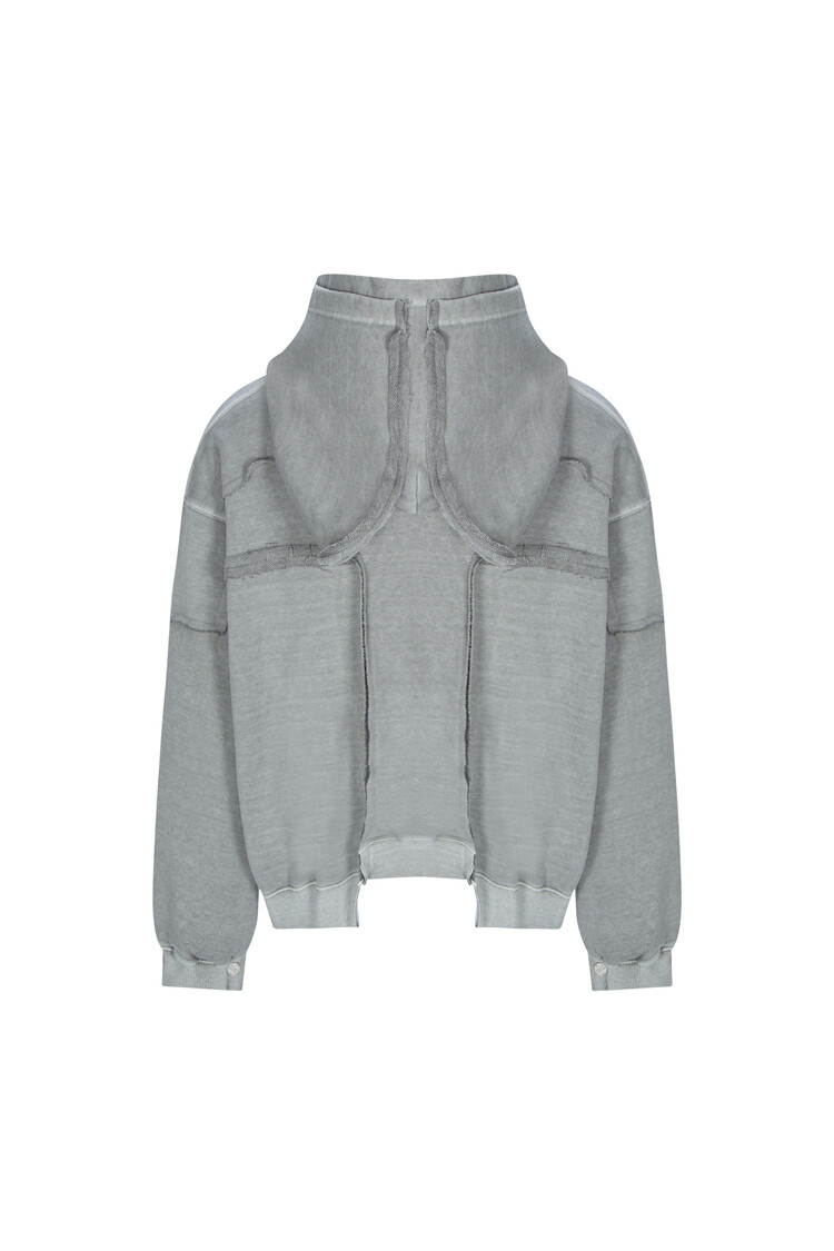 surgery remake pigment crop hood jacket 'grey'