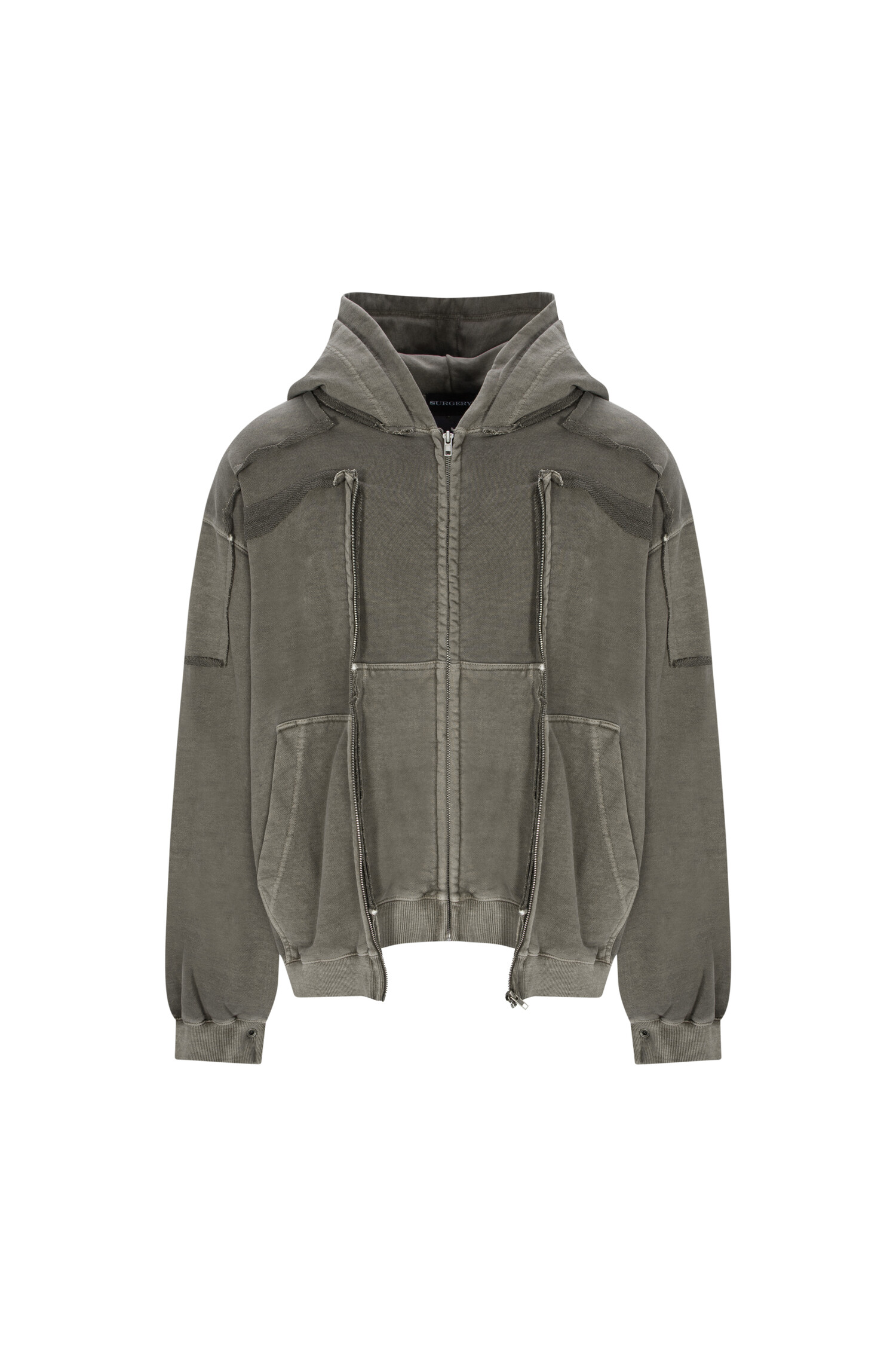 トップス SURGERY REMAKE PIGMENT CROP HOOD JACKET surgery remake pigment crop hood jacket 'cocoa'