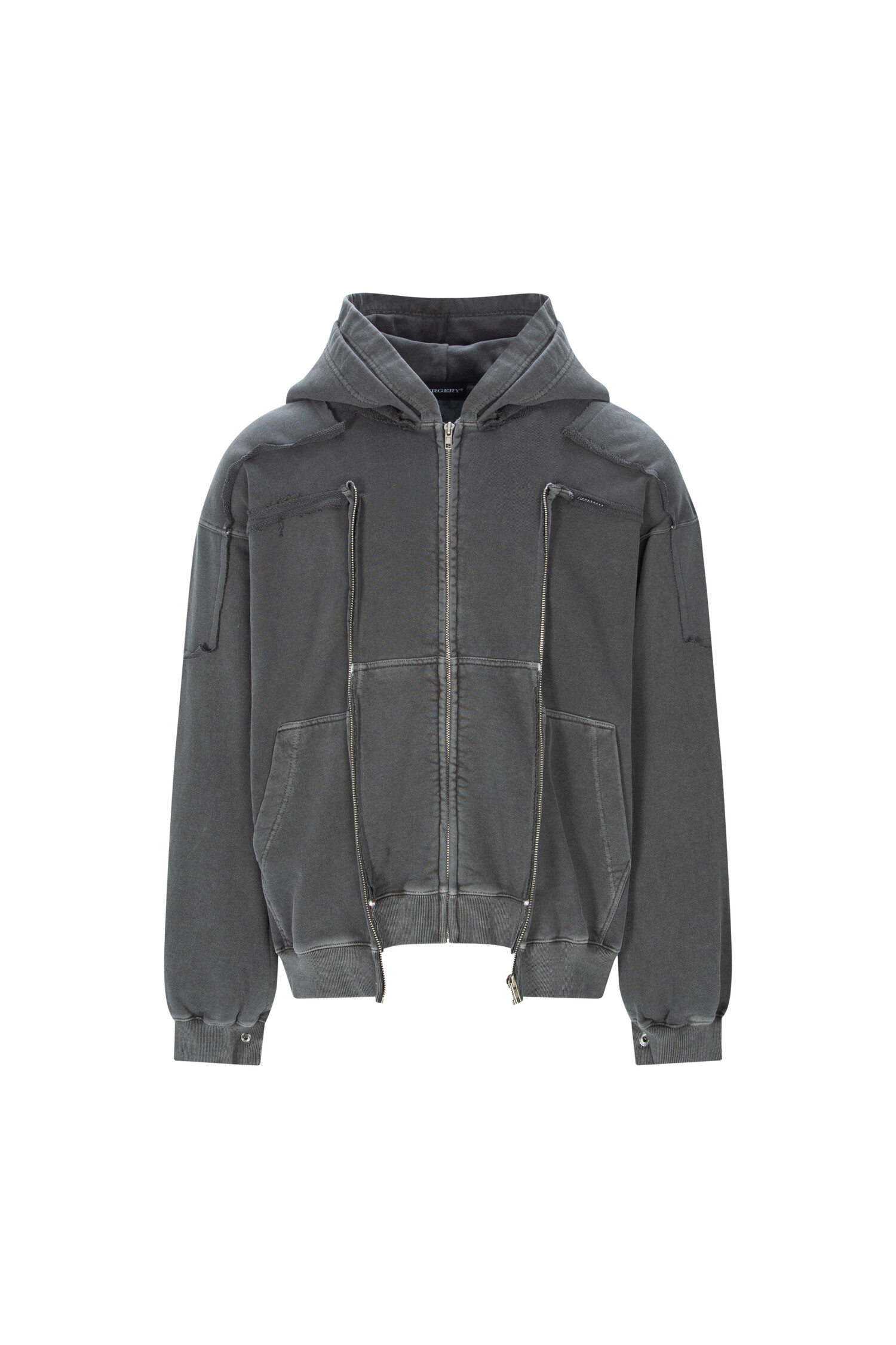 surgery remake pigment crop hood jacket 'charcoal'